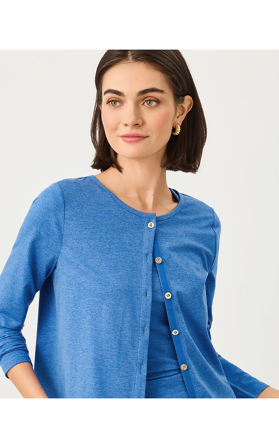 KAI CARDIGAN UPF 50+ | HEATHERED MERRIWEATHER BLUE