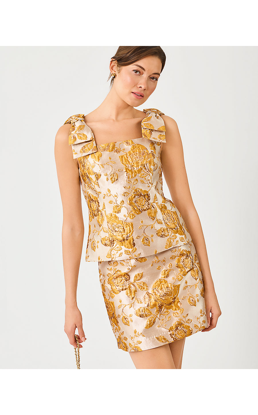 PAILY BROCADE TOP | BEGONIA GOLD IN FULL BLOOM METALLIC BROCADE