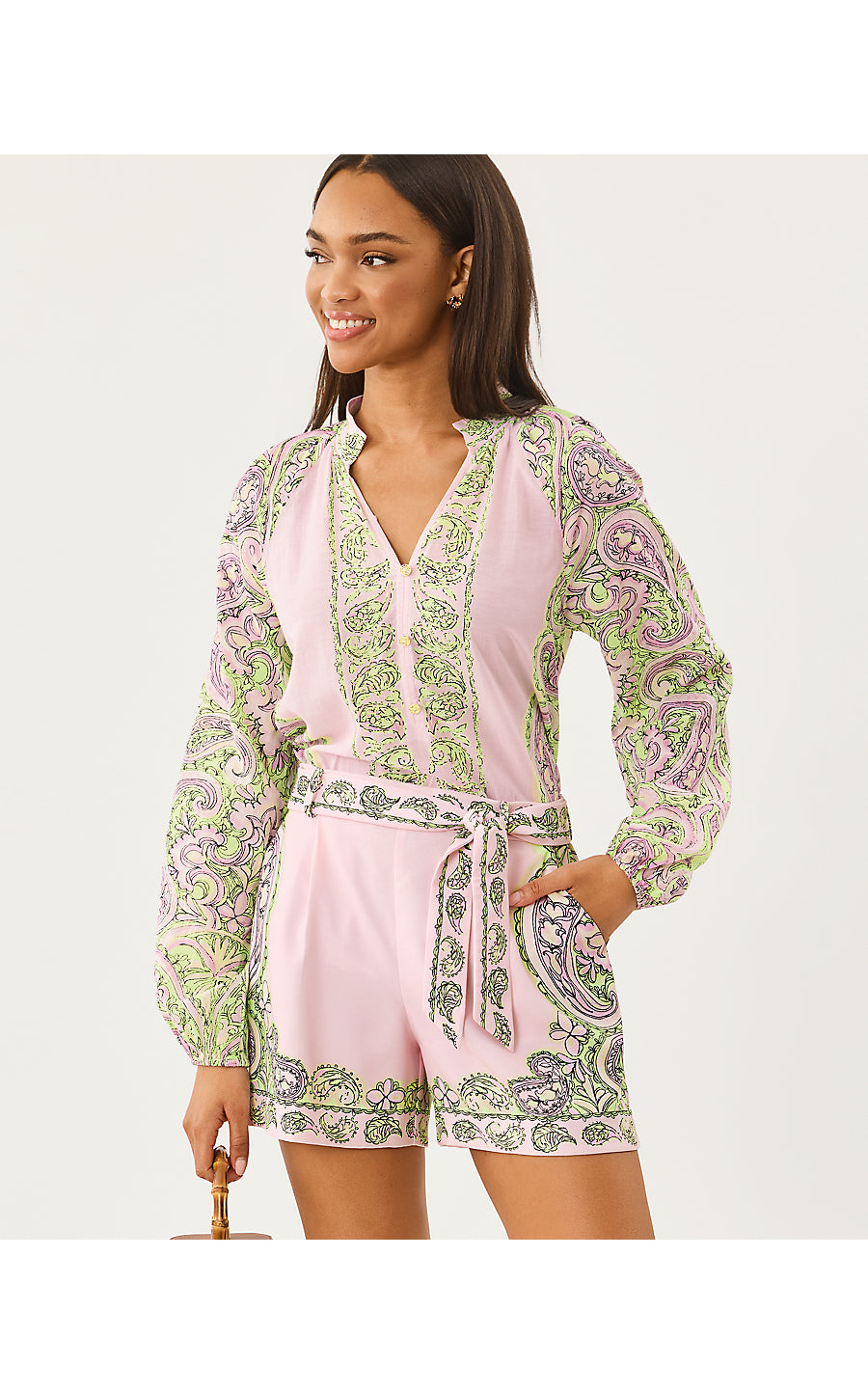 NOOR LONG SLEEVE TOP | LIME CHIFFON ESTORIL ENGINEERED WOVEN TOP