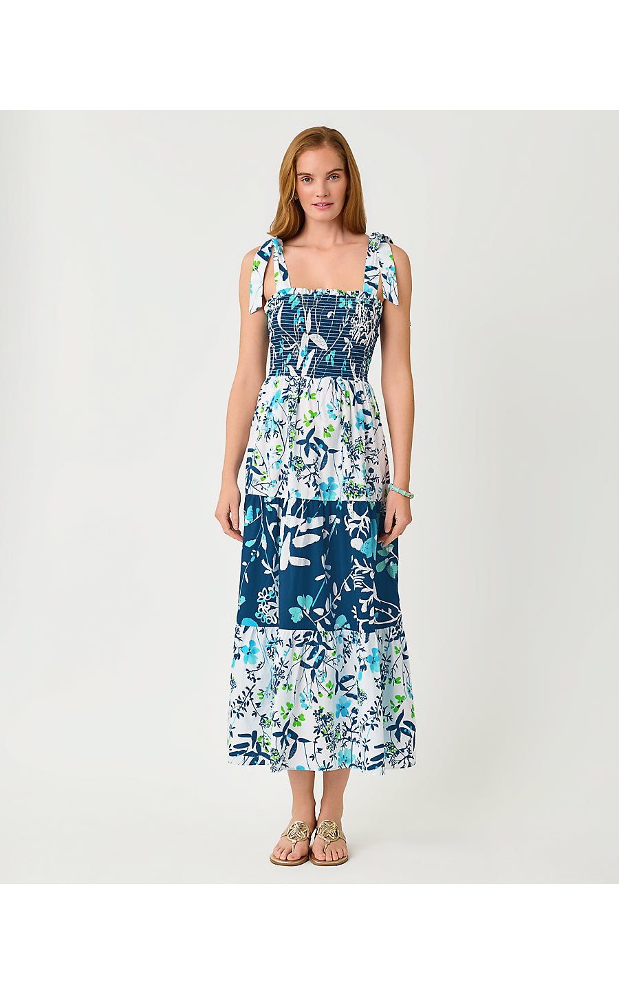 ATHYN SMOCKED MAXI DRESS | RESORT WHITE SEA BLOOMS