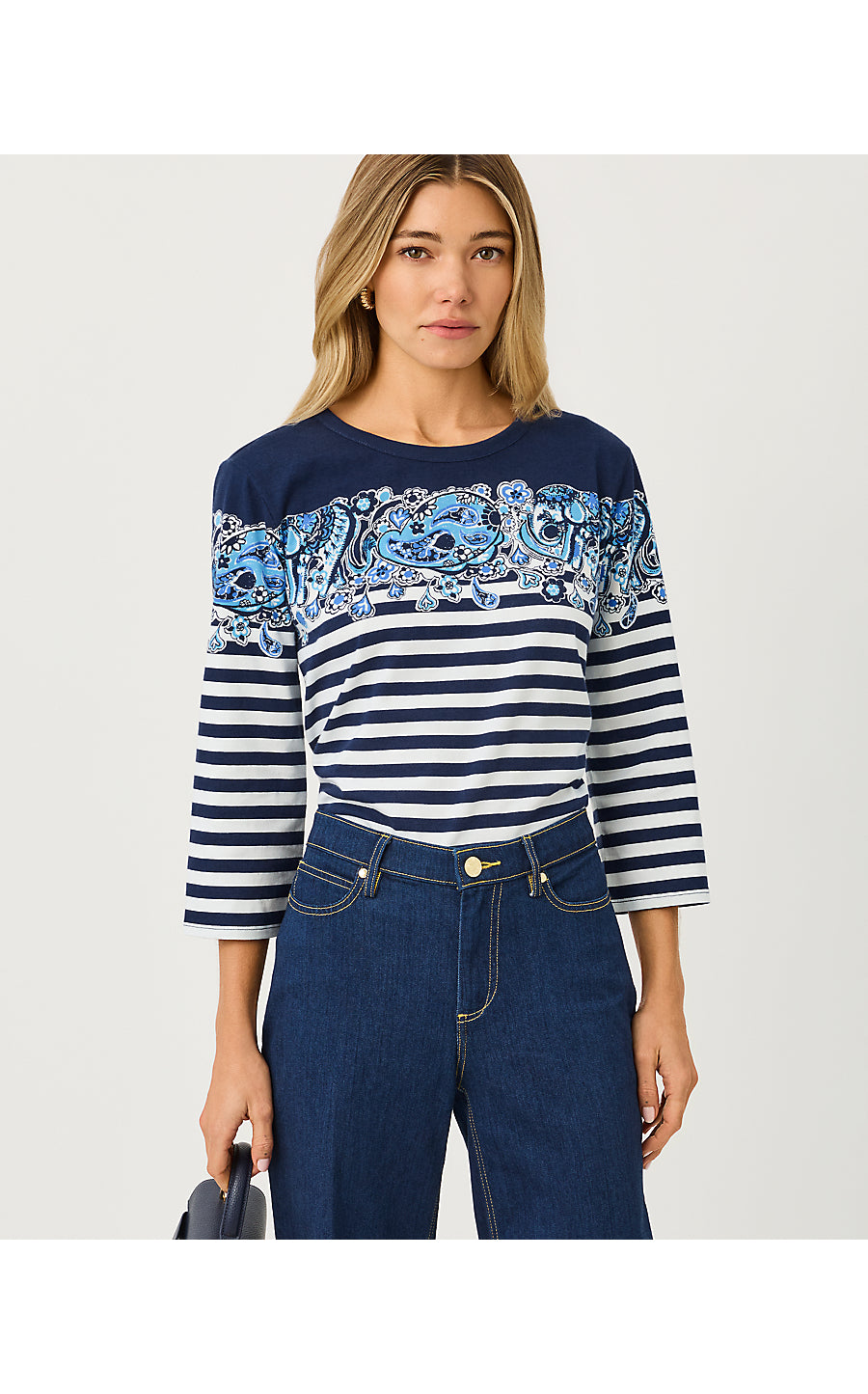 CLAIRMONT 3/4 SLEEVED TOP | LOW TIDE NAVY