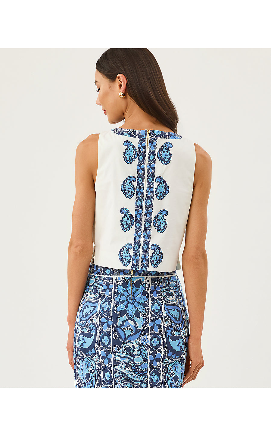 ANNALEESE SLEEVELESS TOP | LOW TIDE NAVY THE CASBAH ENGINEERED WOVEN TOP