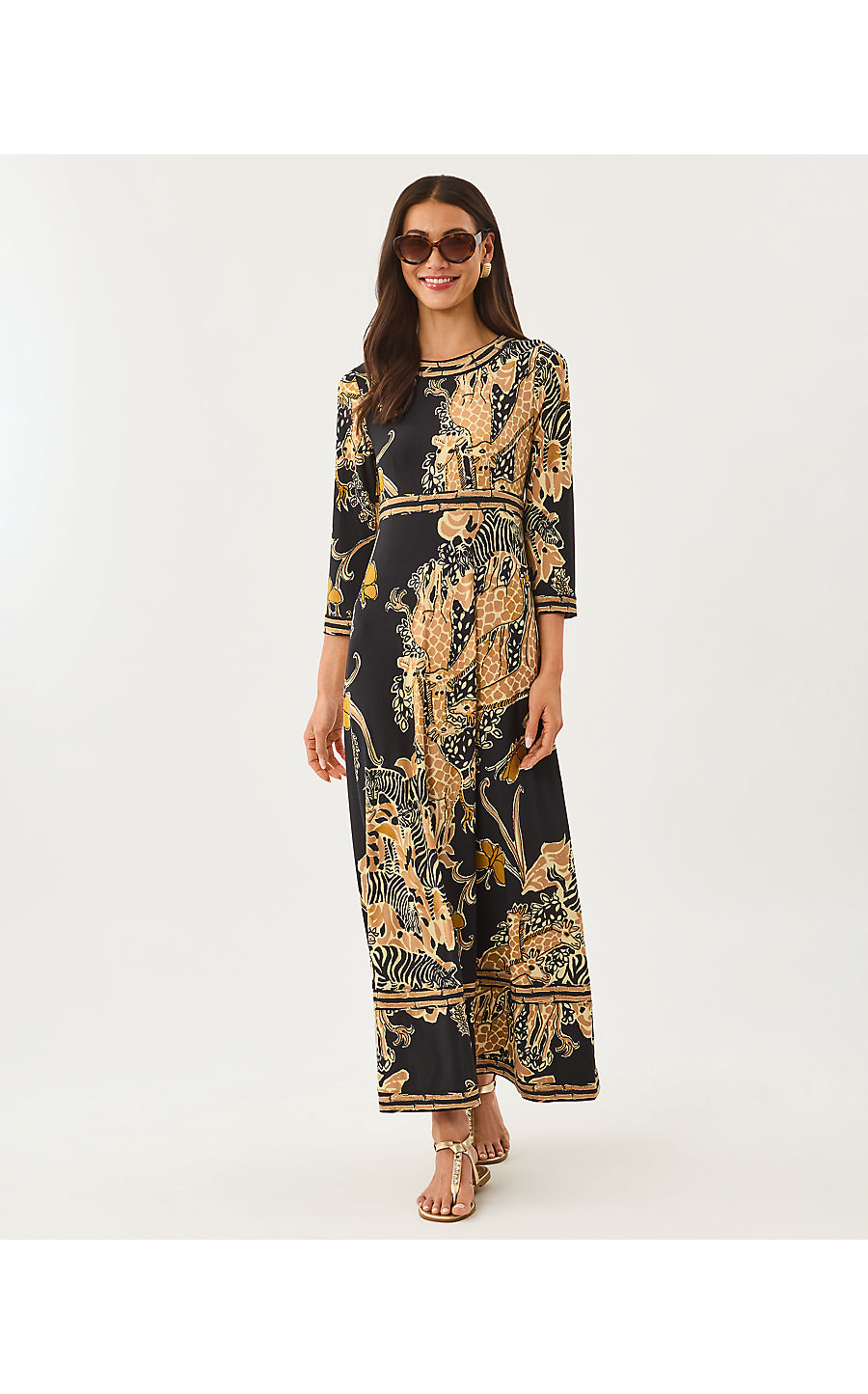 SOLANA MAXI DRESS | ONYX OVERSIZED STRIPED SAFARI ENGINEERED KNIT MAXI