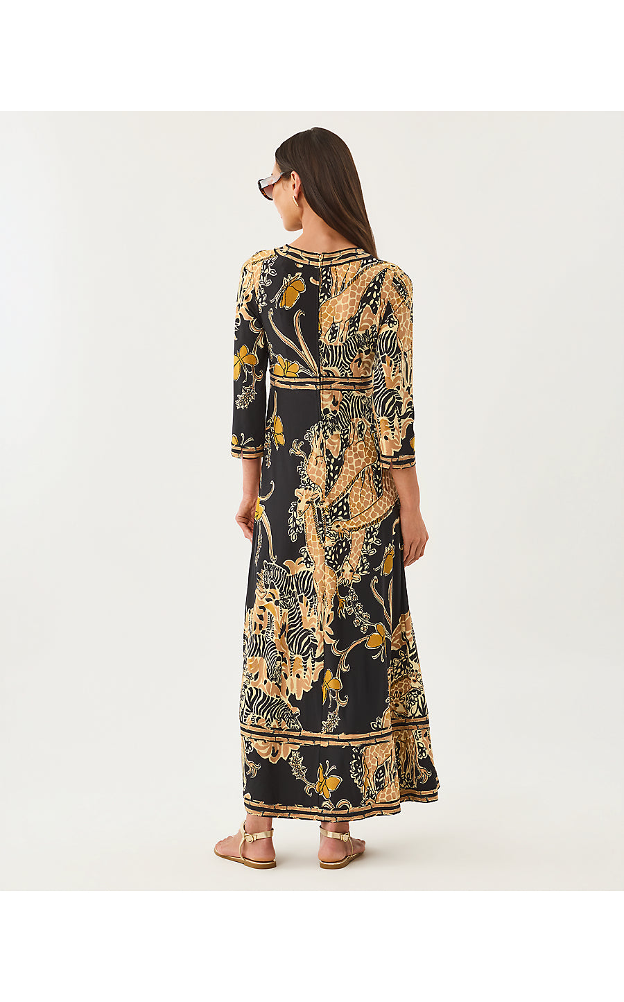 SOLANA MAXI DRESS | ONYX OVERSIZED STRIPED SAFARI ENGINEERED KNIT MAXI