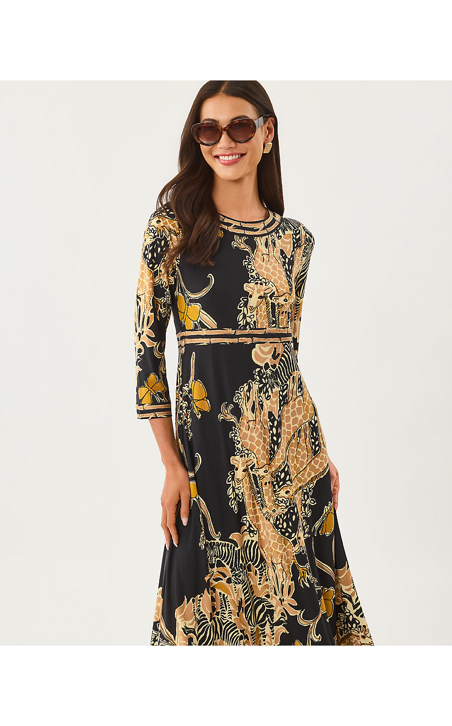 SOLANA MAXI DRESS | ONYX OVERSIZED STRIPED SAFARI ENGINEERED KNIT MAXI