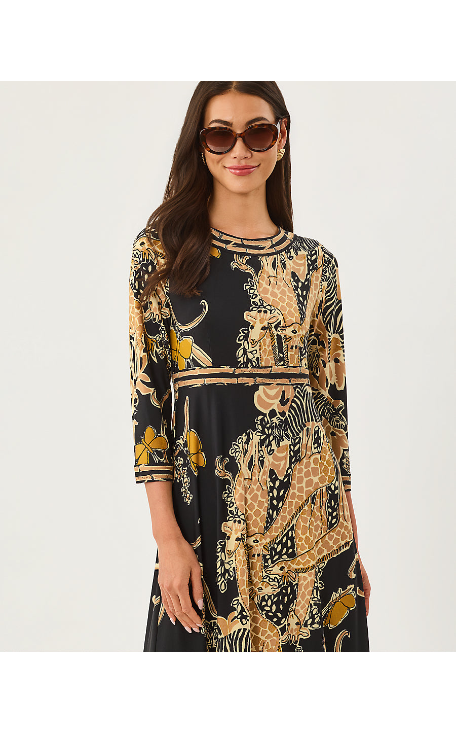 SOLANA MAXI DRESS | ONYX OVERSIZED STRIPED SAFARI ENGINEERED KNIT MAXI