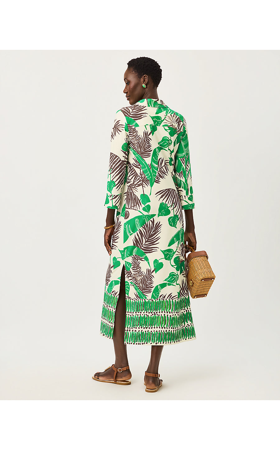 MANDI UPF 50+ MIDI DRESS | VANILLA SPICE OVERSIZED HIDE AND LEAF ENGINEERED CHILLYLILLY
