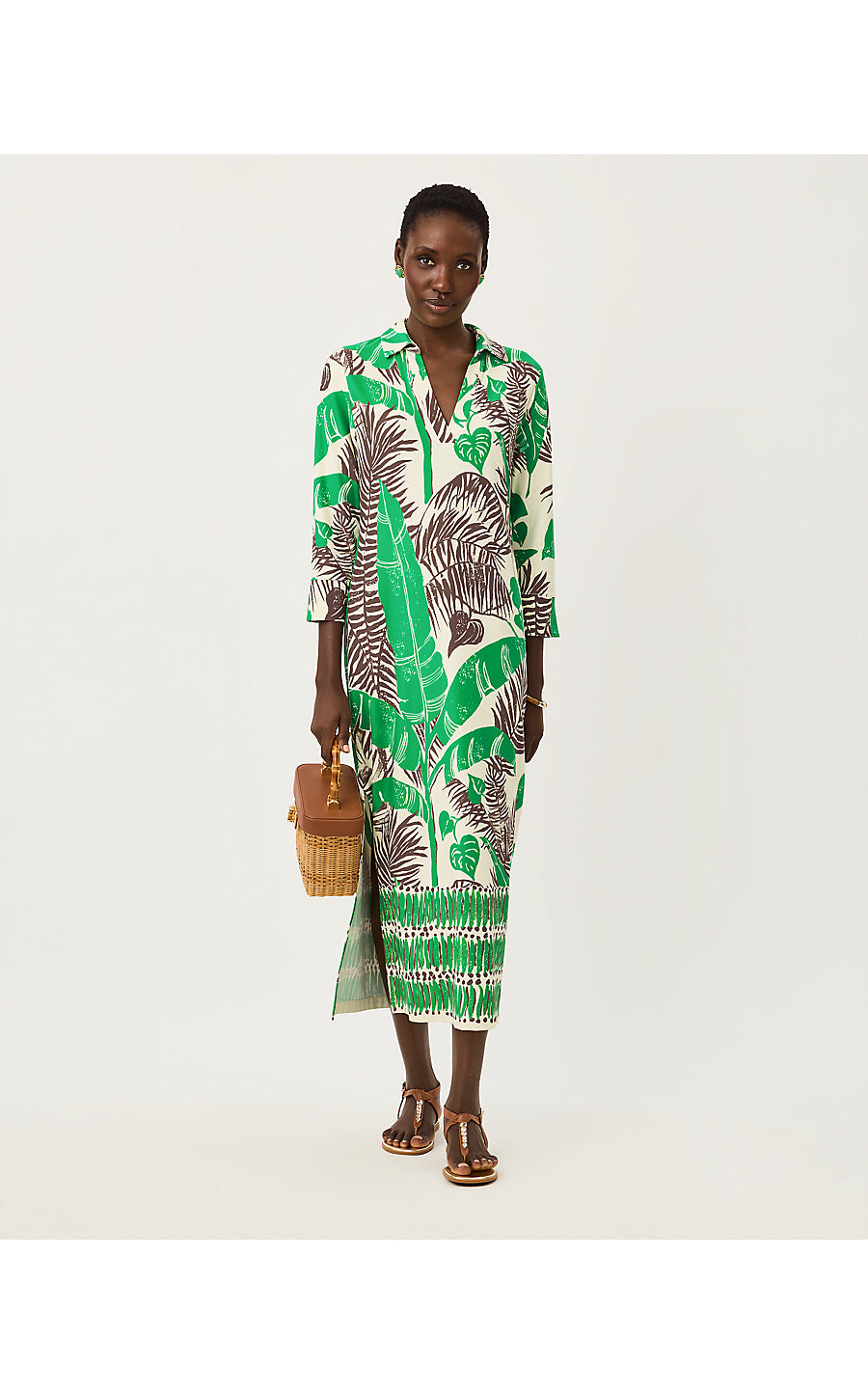 MANDI UPF 50+ MIDI DRESS | VANILLA SPICE OVERSIZED HIDE AND LEAF ENGINEERED CHILLYLILLY