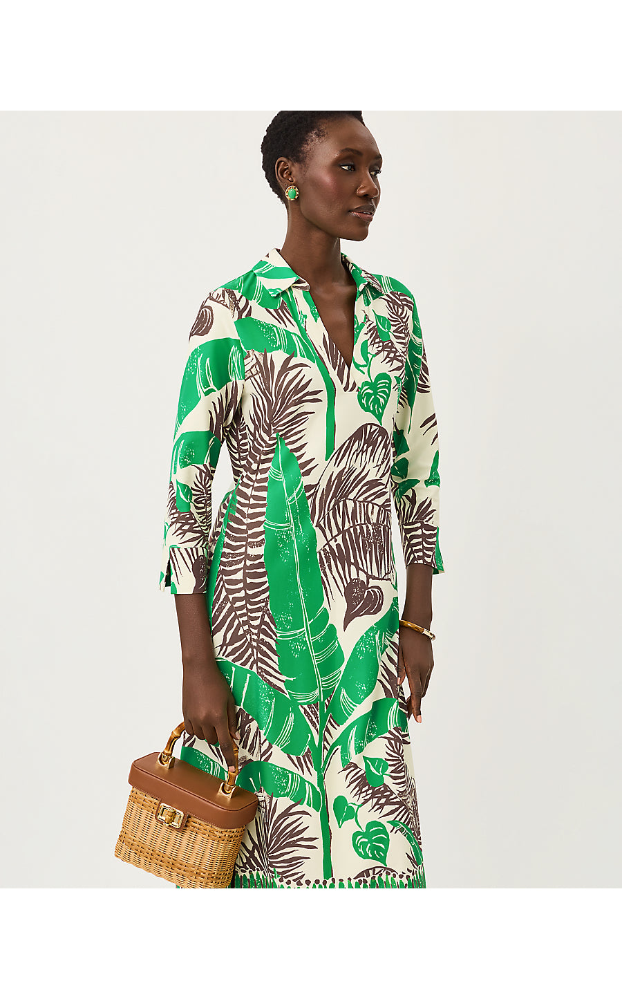 MANDI UPF 50+ MIDI DRESS | VANILLA SPICE OVERSIZED HIDE AND LEAF ENGINEERED CHILLYLILLY