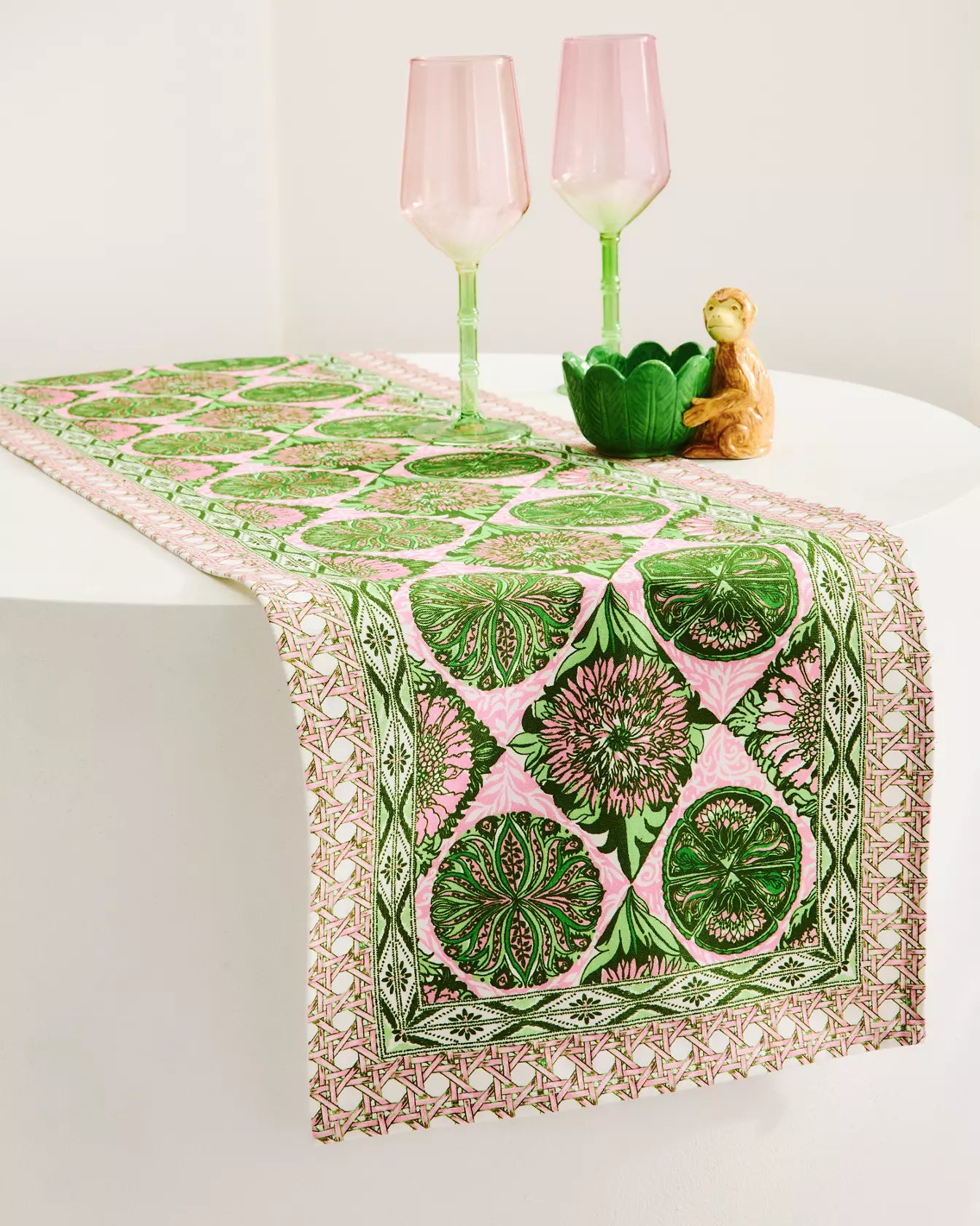 BORDERED TABLE RUNNER | MULTI TROPICAL TILES RUNNER