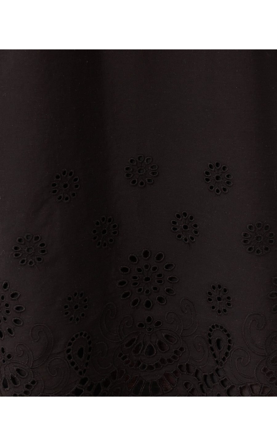 MIALEIGH ELBOW SLEEVE DRESS | NOIR SCALLOPPED EYELET BORDER