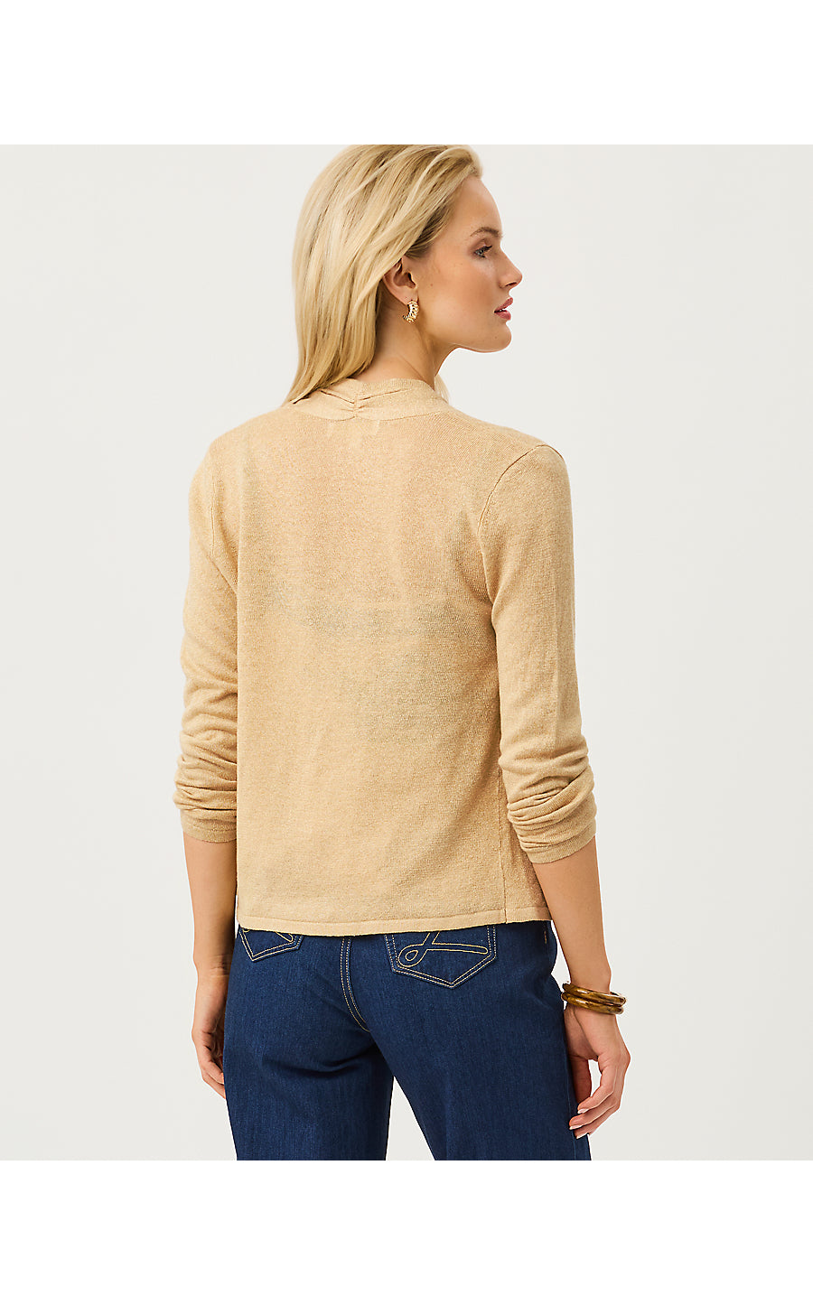FARETTA CARDIGAN | WICKER TAN METALLIC