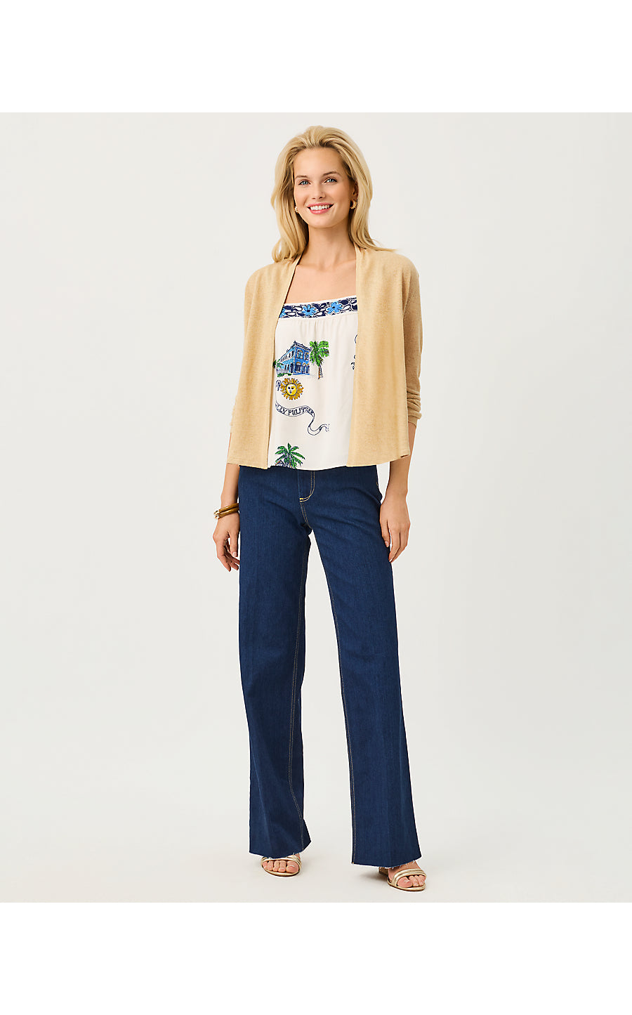 FARETTA CARDIGAN | WICKER TAN METALLIC