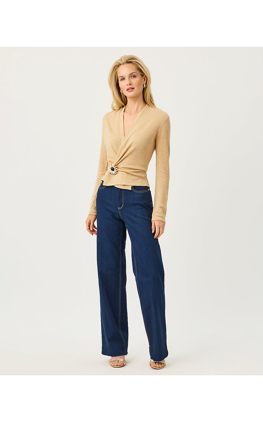 FARETTA CARDIGAN | WICKER TAN METALLIC