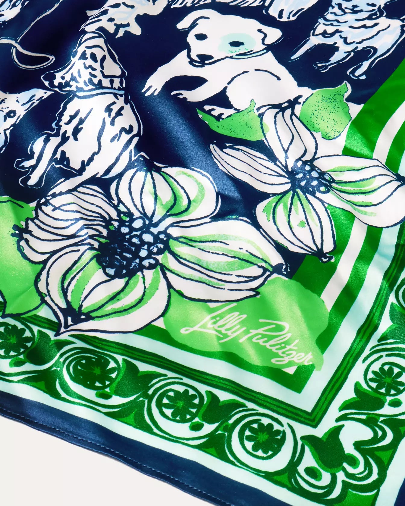 POINCIANA SILK SCARF | LOW TIDE NAVY CANINE COUTURE