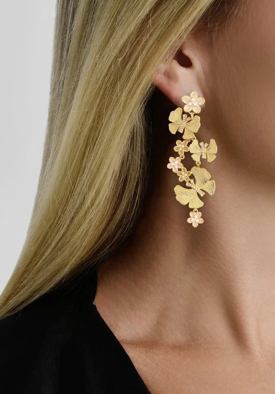BUTTERFLY WITH FLOWERS DANGLE EARRINGS