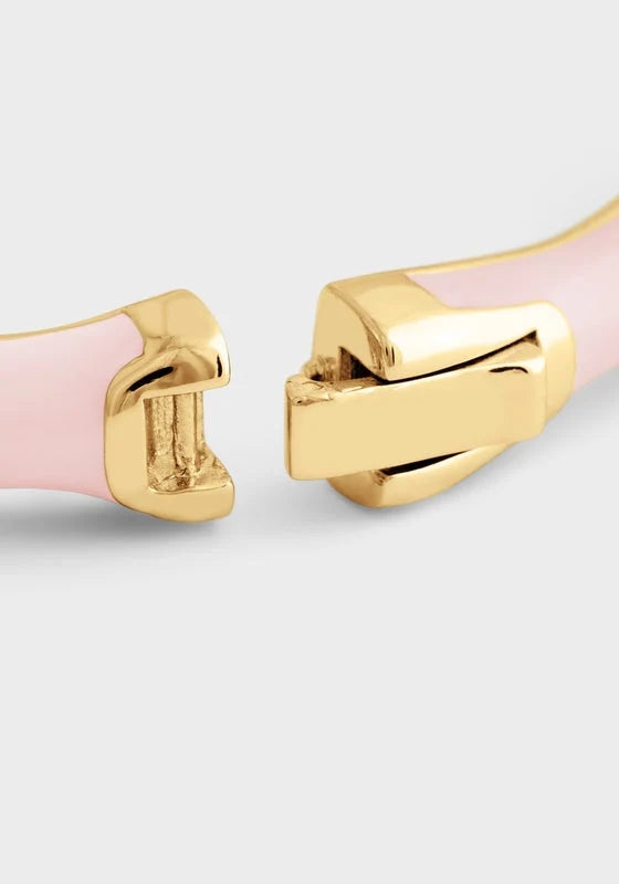 BAMBOO ENAMELED HINGED BANGLE | PALE PINK