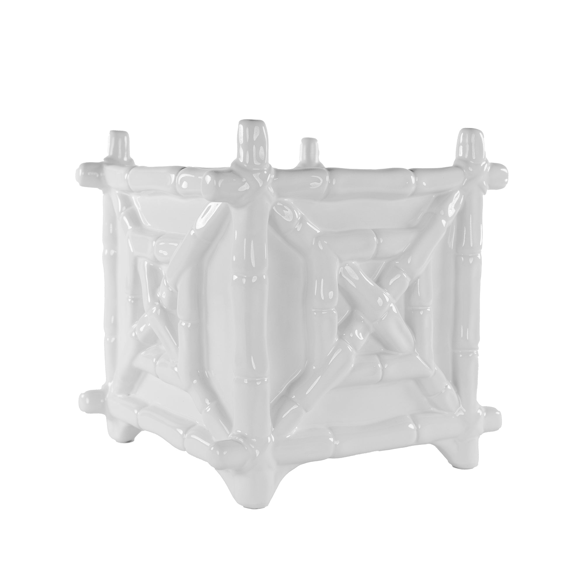 Ceramic Planter, Resort White (Bamboo)