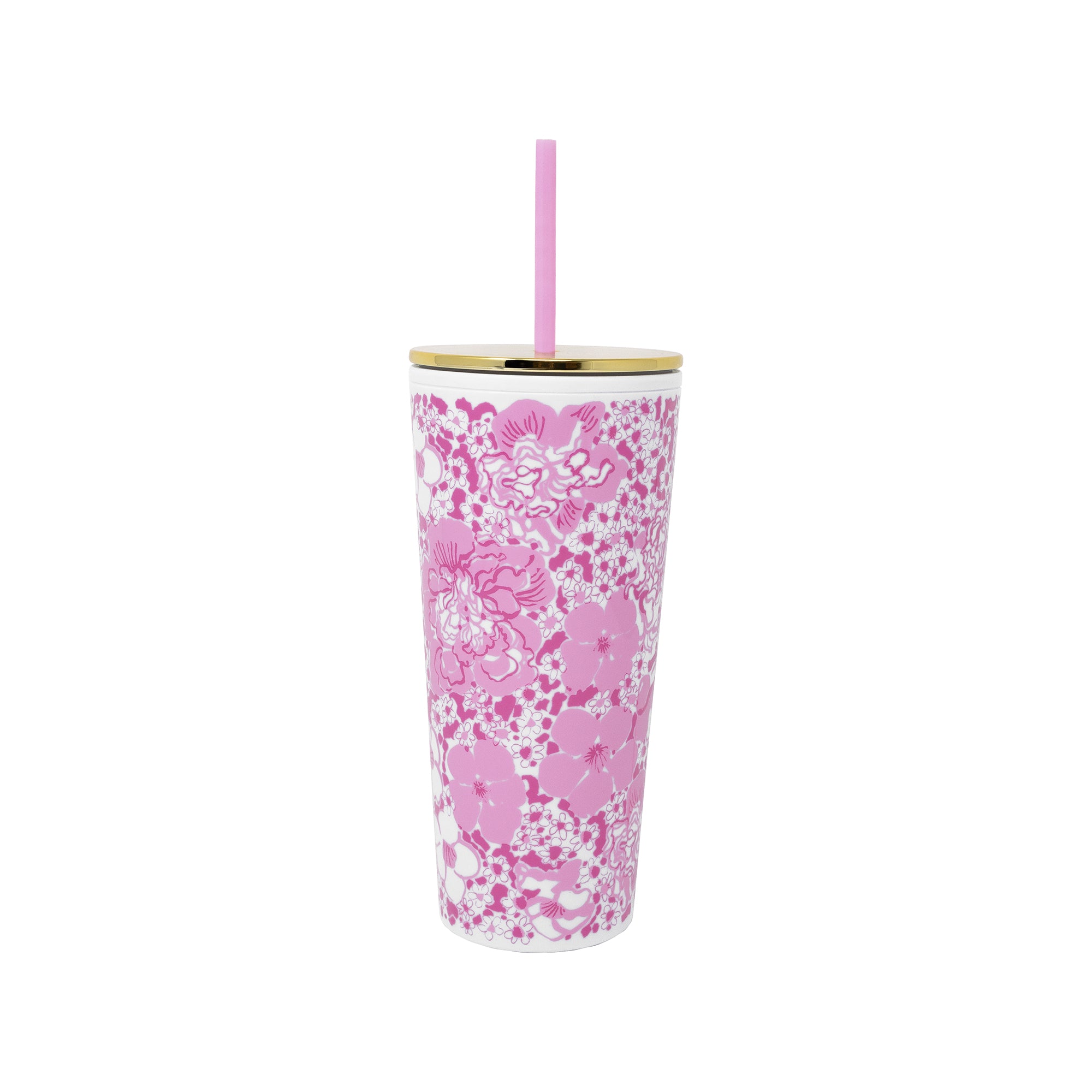 TUMBLER WITH STRAW | CONCH SHELL PINK BURST OF JOY