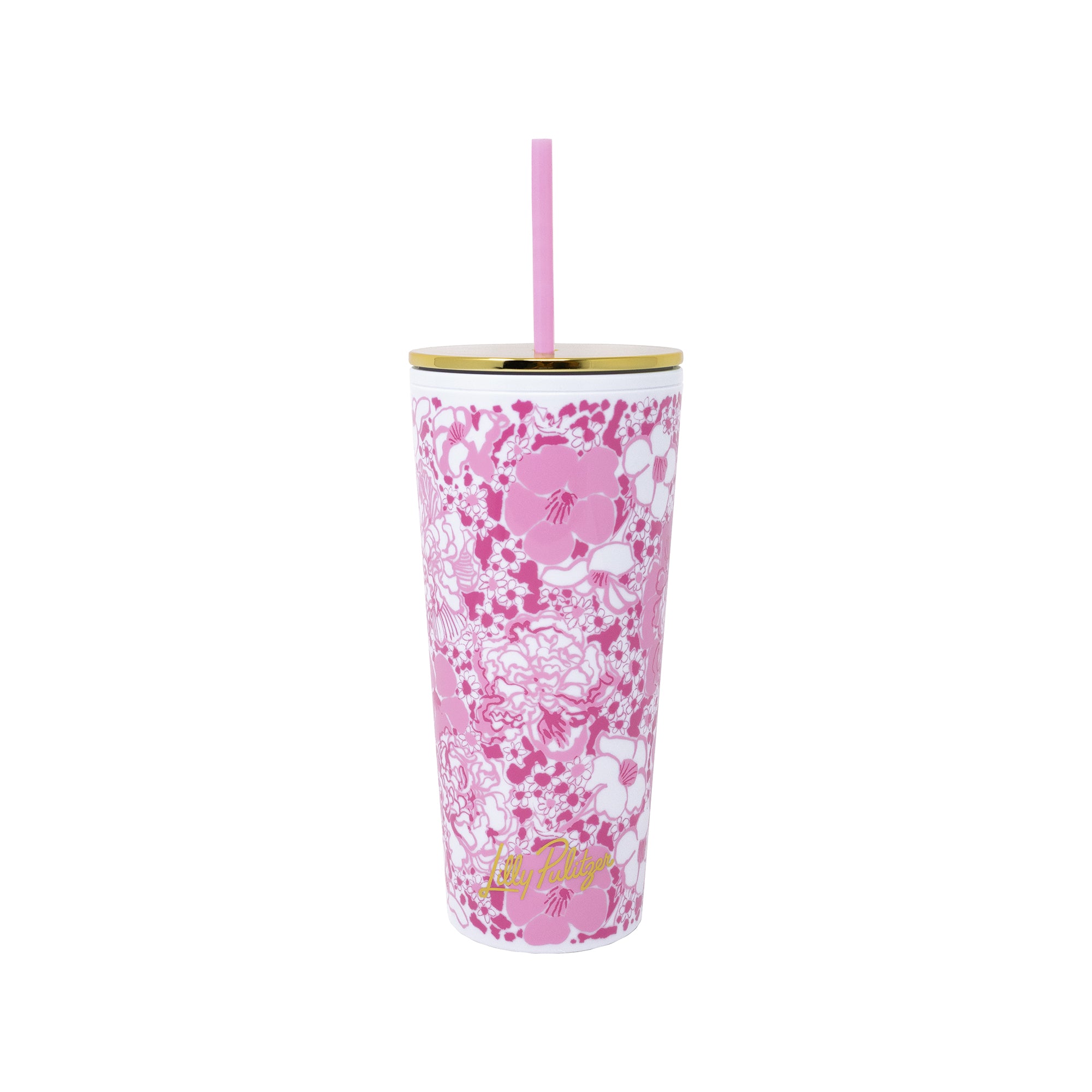 TUMBLER WITH STRAW | CONCH SHELL PINK BURST OF JOY