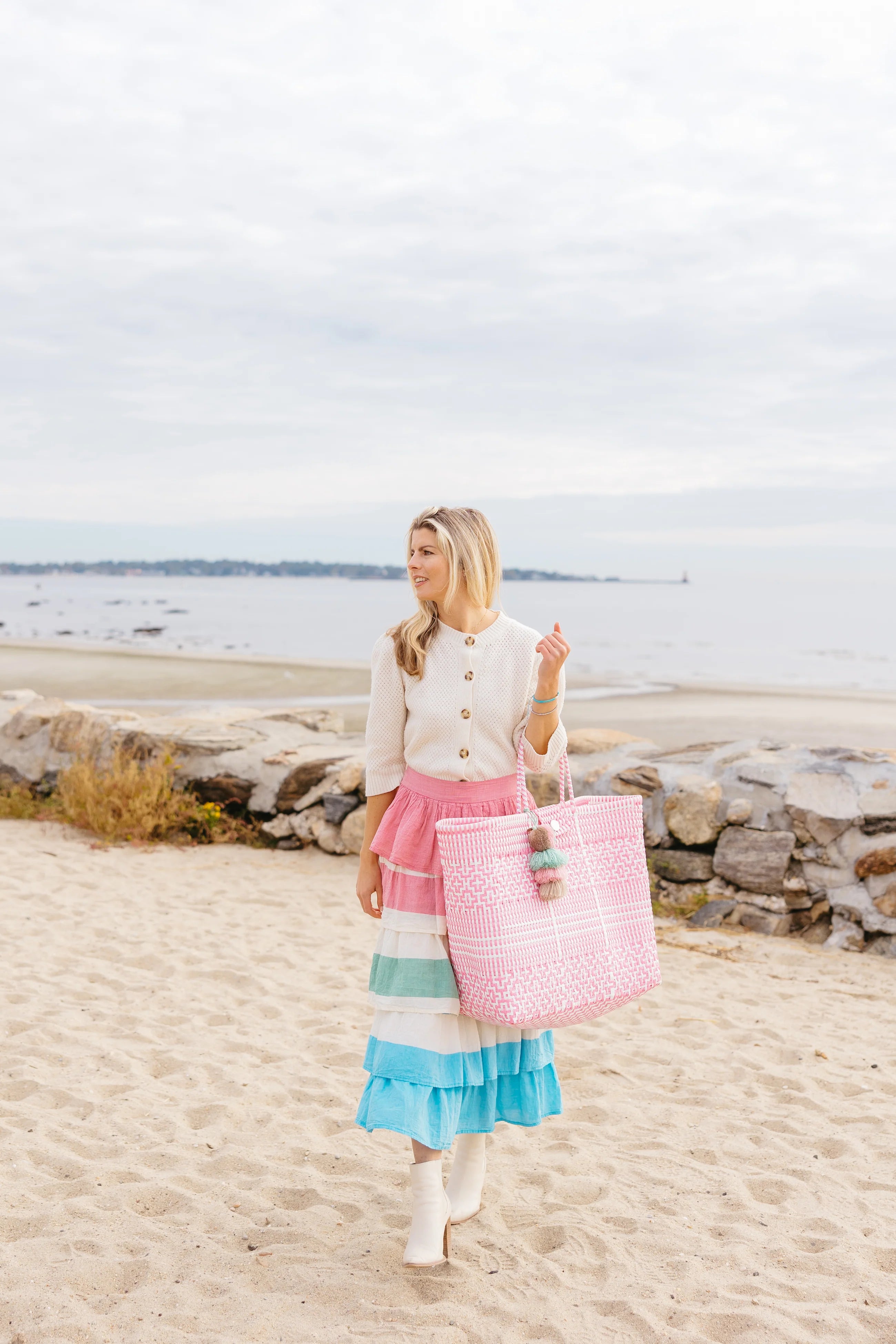 Citron -  Preppy Tile Rose Tote | Medium