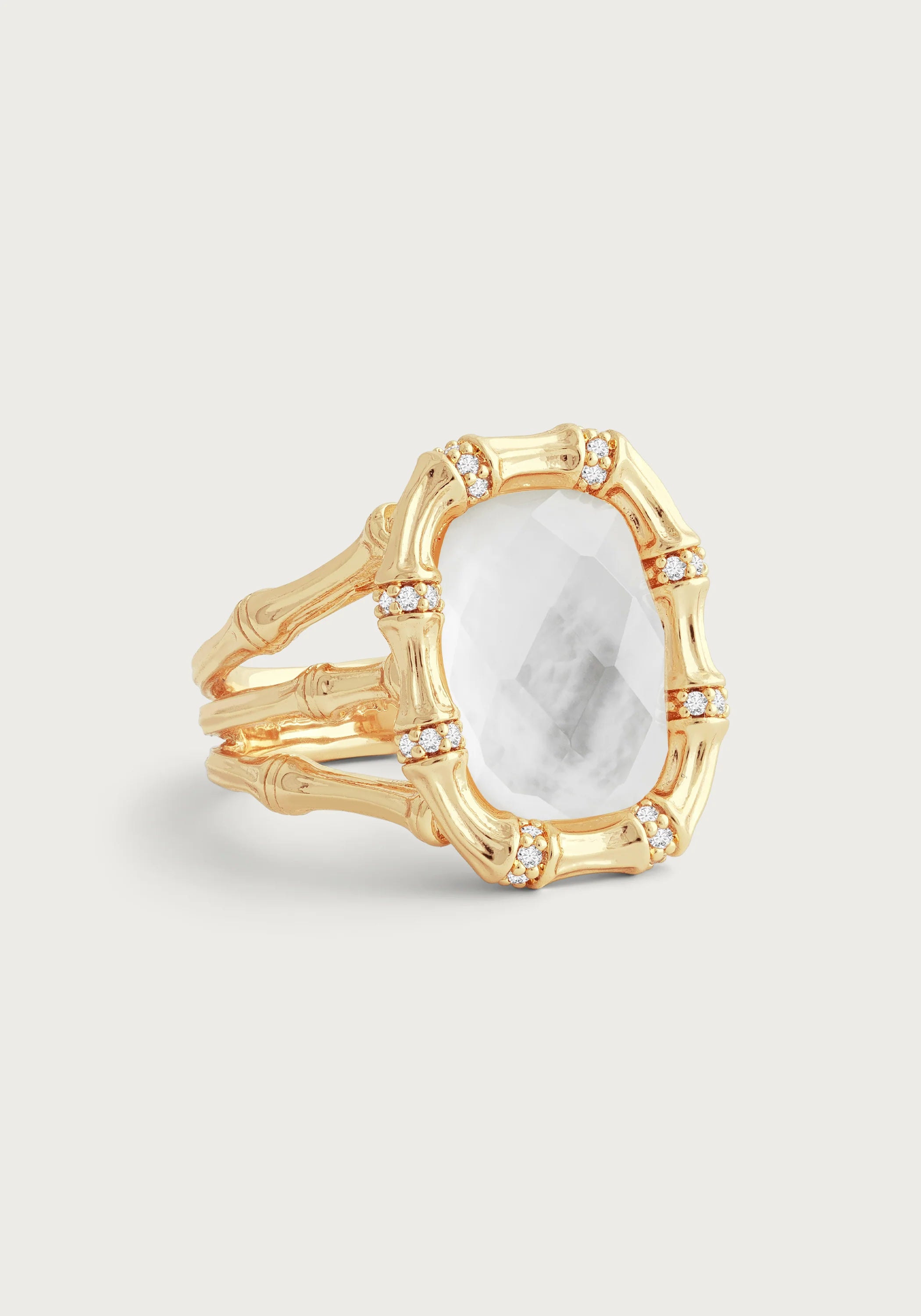 BAMBOO WITH STONE RING | MOTHER OF PEARL  Sz 8