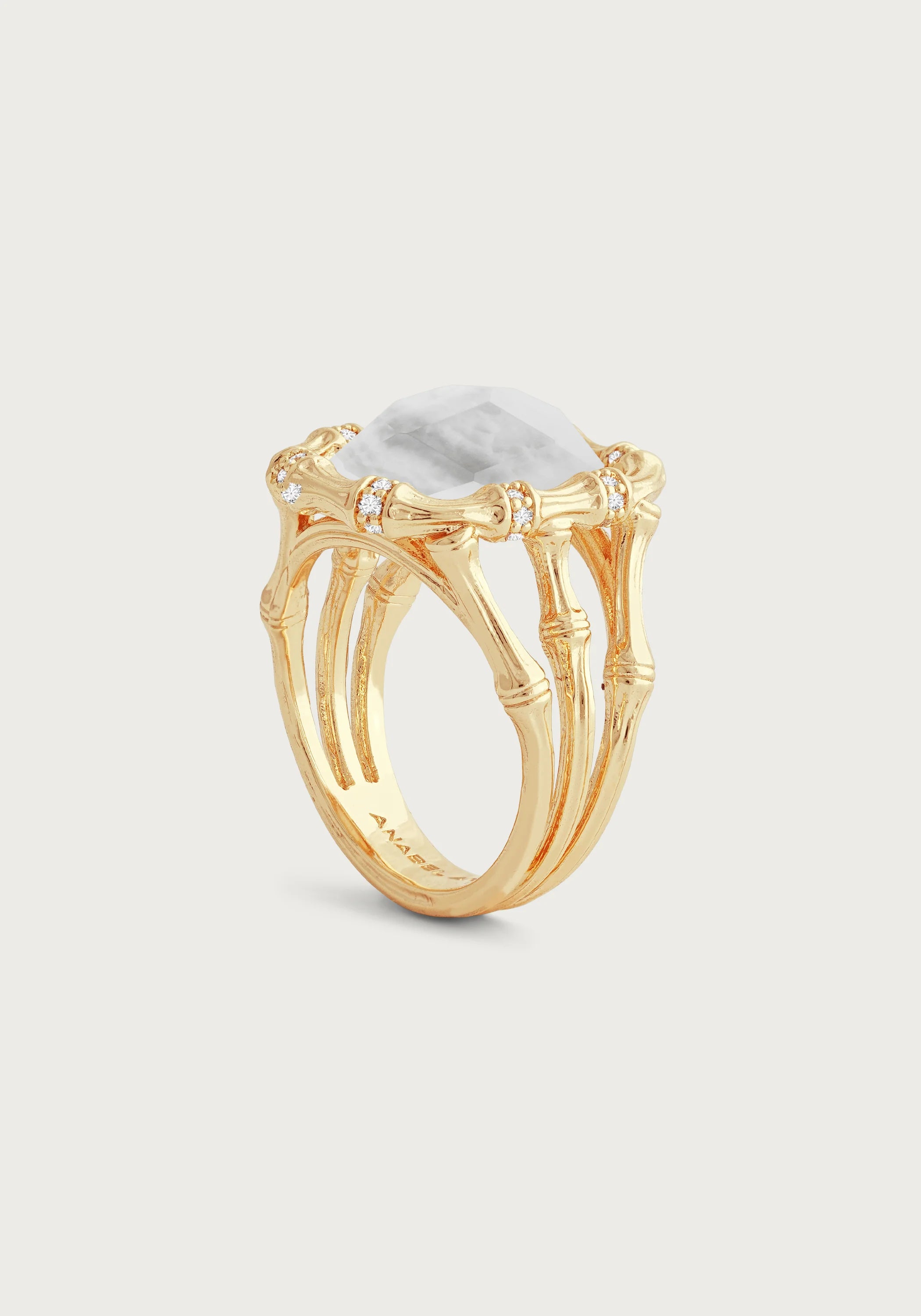BAMBOO WITH STONE RING | MOTHER OF PEARL Sz  7