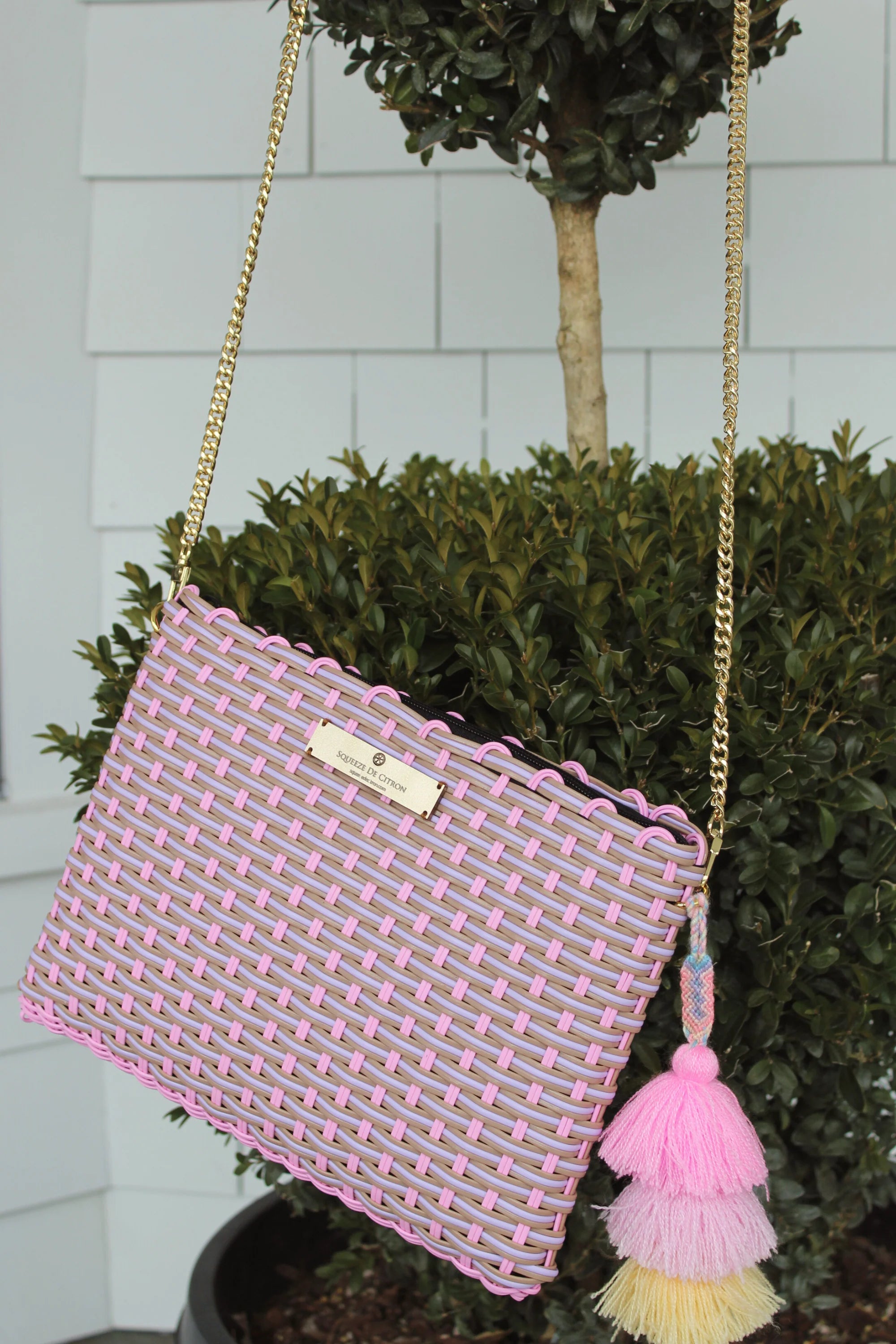 Citron Pink Lilac Lemon Drop Clutch