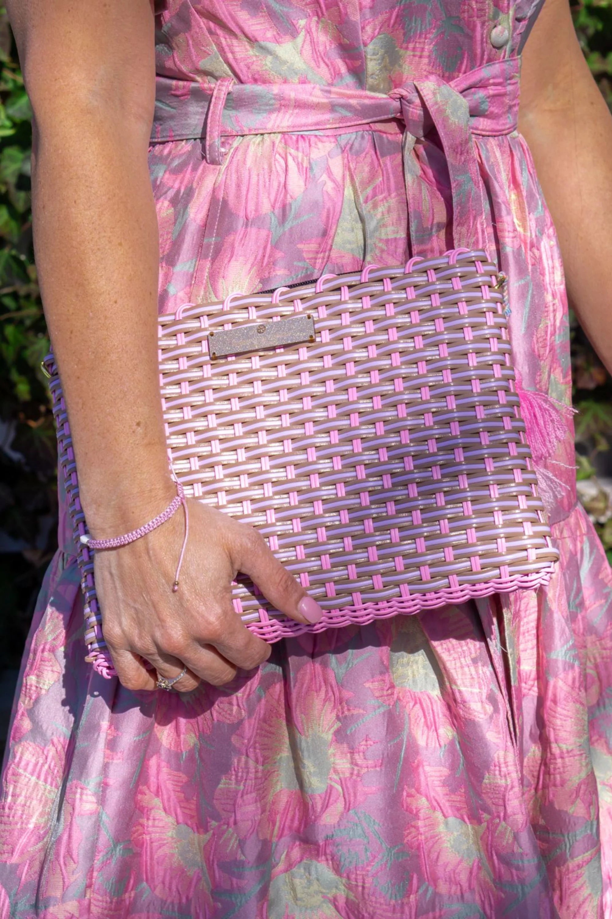 Citron Pink Lilac Lemon Drop Clutch