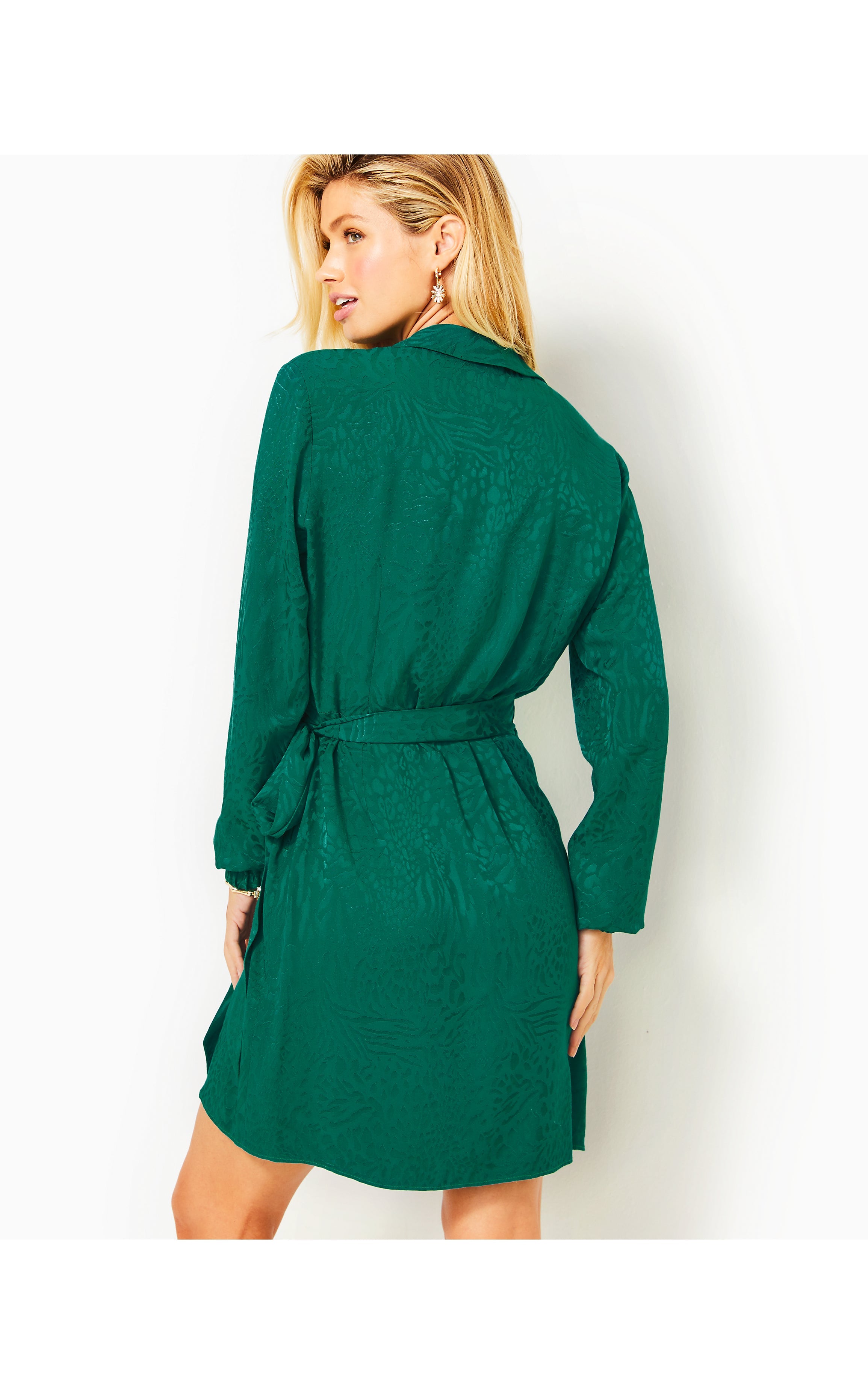 Nicolina Long Sleeve Jacquard Dress | Evergreen Party Animal Jacquard