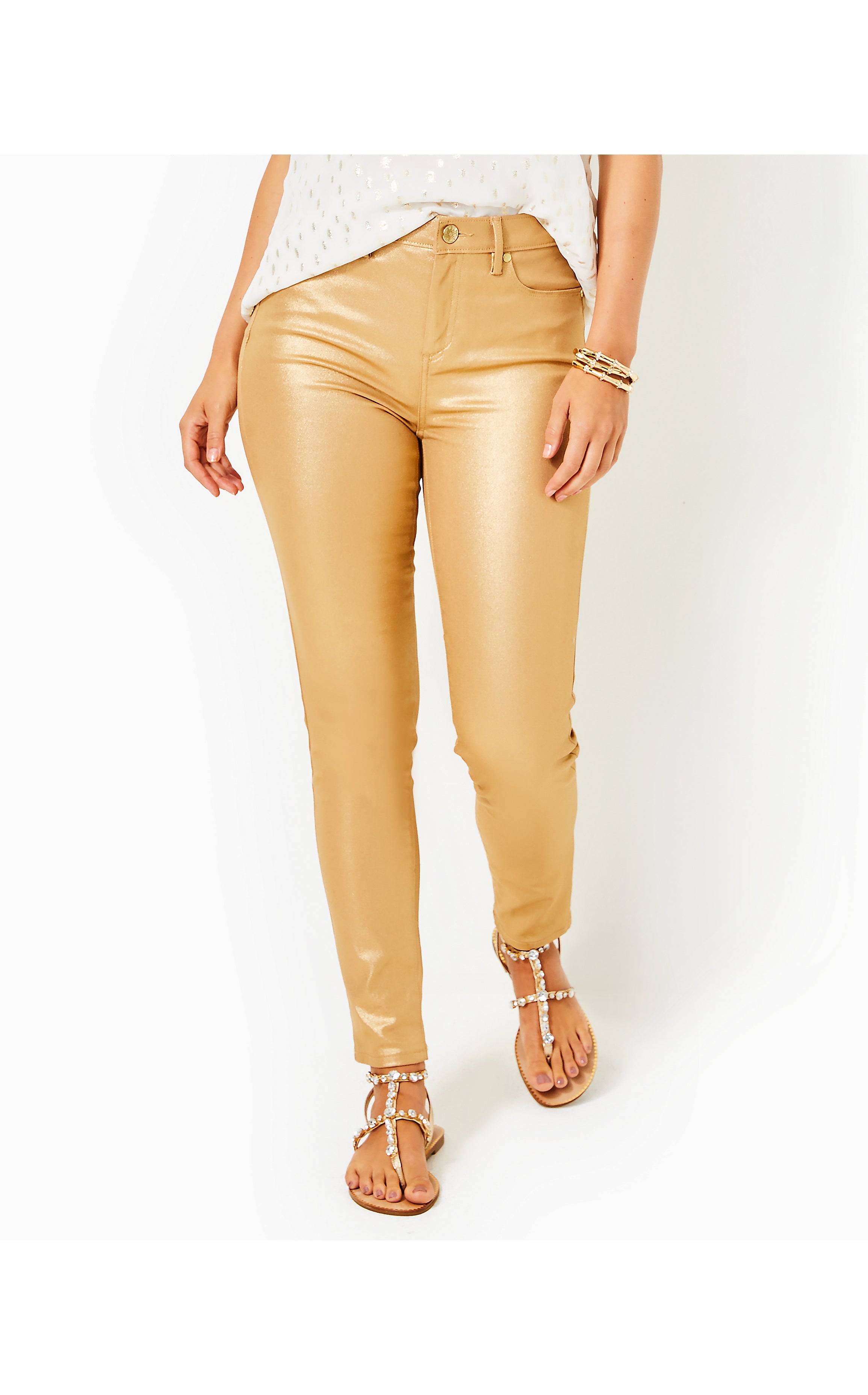 Eagan High Rise Super Skinny | Gold Metallic