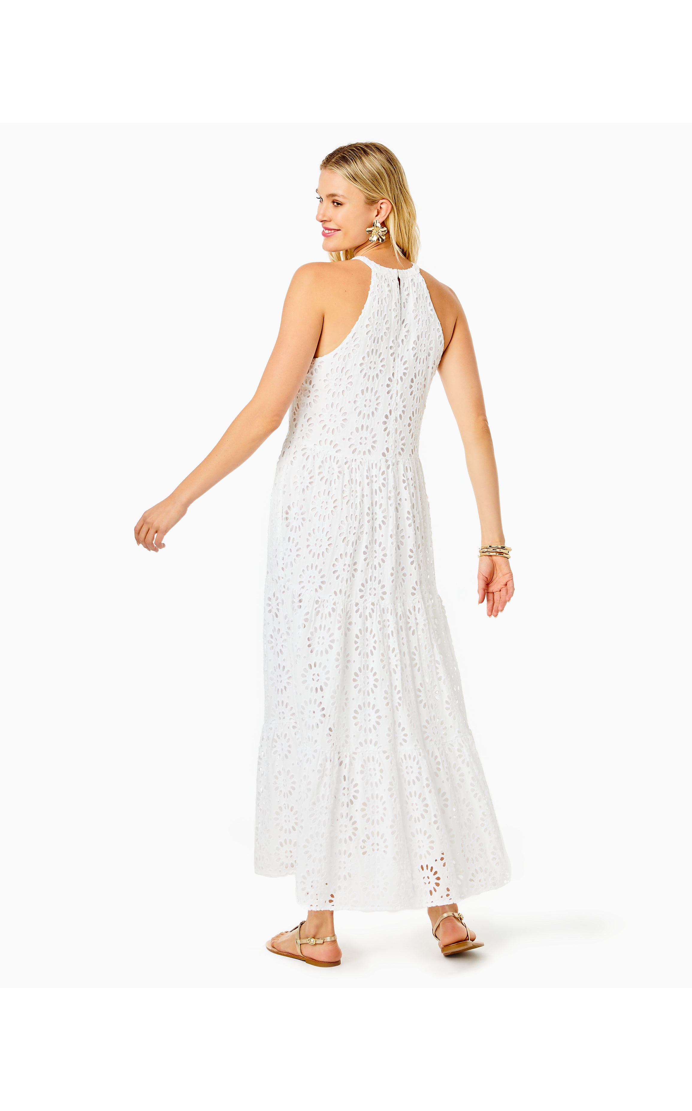 Beccalyn Eyelet Maxi Dress | Resort White Oversized Pinwheel Rayon Eyelet