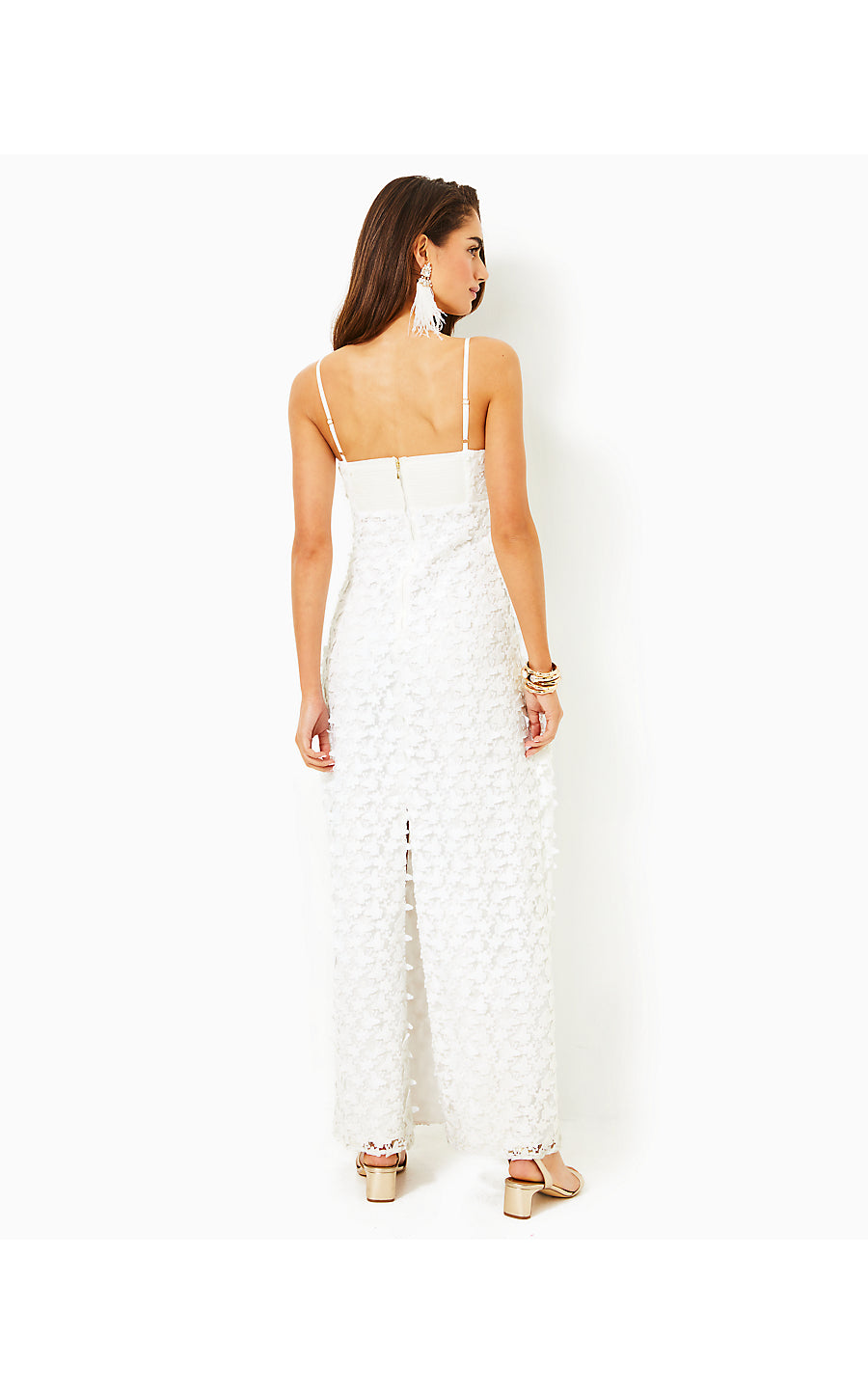 Gillian Lace Maxi Slip Dress | Resort White Butterfly Garden 3D Lace