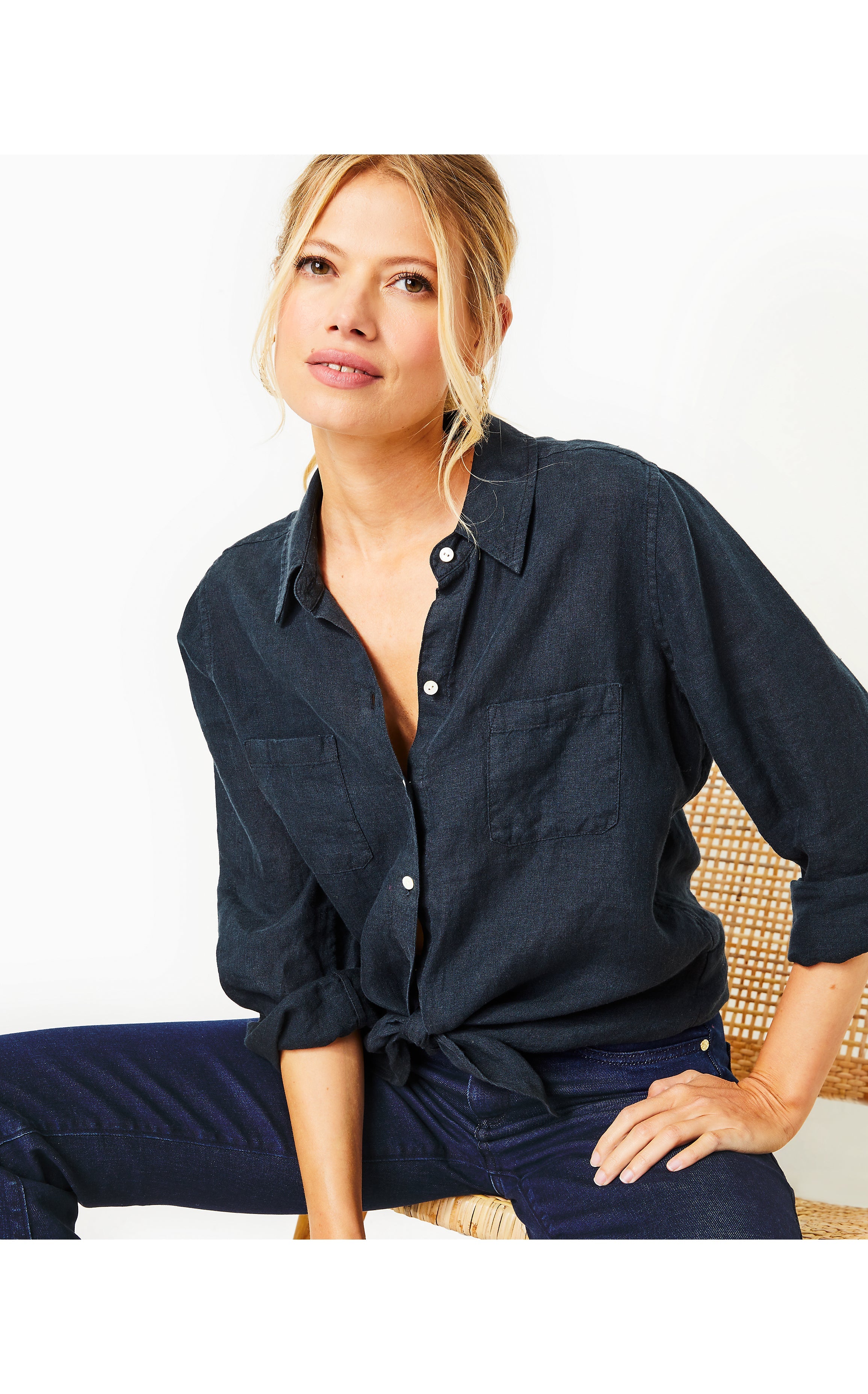 Sea View Linen Button Down Top | Onyx X Onyx